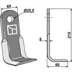 Couteau équerre 210x60mm - Maschio / Gaspardo - M02400401
