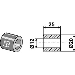 Entretoise en aluminium 25xØ12xØ20 - Rousseau - 5.200.05 - 322005