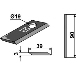 Couteau rotatif 90x39mm - Agria - 479005-AG