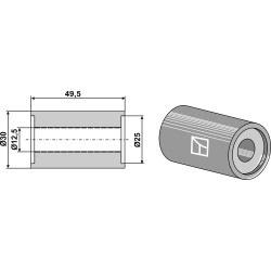 Entretoise interne 49,5xØ12,5xØ30 - Agromec - 8209896