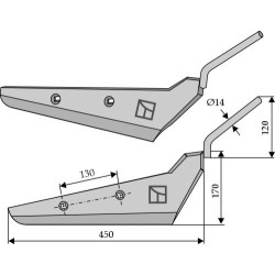 Soc pour arracheuse de betteraves, modèle droit - Moreau - AS475SD