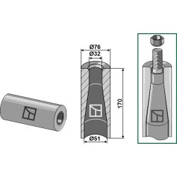 Entretoise à souder pour dent avec filet M28
