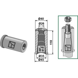 Entretoise à souder pour dent avec filet M24