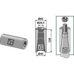 Entretoise à souder pour dent avec filet M28