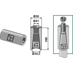 Entretoise à souder pour dent avec filet M20