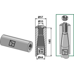 Entretoise à souder pour dent avec filet M28