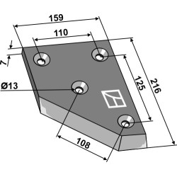Couteau-équerre côté gauchedu sens de la marche - Bressel & Lade - 70700011