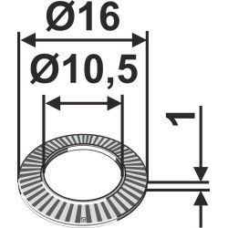 Rondelle de bloccage Ø16x1xØ10,5 - KOckerling - 902629