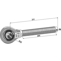 Borne à rotule 1.3/4'' - filet à droite - Case