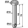 Goupille cylindrique Ø16x70