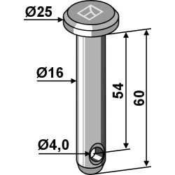 Goupille cylindrique Ø16x60