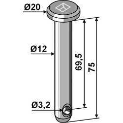 Goupille cylindrique  Ø12x75