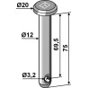 Goupille cylindrique  Ø12x75