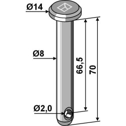 Goupille cylindrique Ø8x70