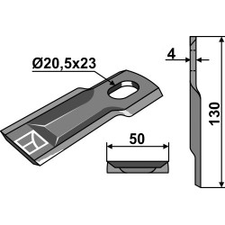 Couteau rotatif 130x50mm - Agram - KT 56 110 500 01