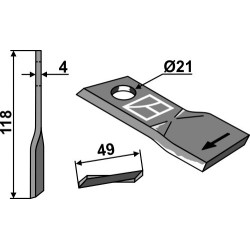 Couteau rotatif 118x49mm - Pöttinger - 434976