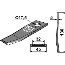 Couteau rotatif 130x45mm - New Holland - 534.744