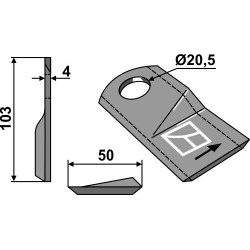 Couteau rotatif 103x50mm - Kuhn - K6802970