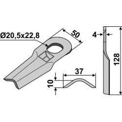Couteau rotatif 128x37mm - Taarup - KT 56 110 300 01