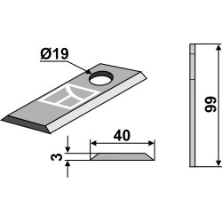 Couteau rotatif 99x40mm - B.C.S. - 58029045
