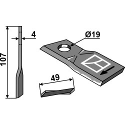 Couteau rotatif 107x49mm - Pöttinger - 434986