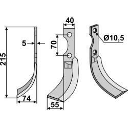 Couteau 215x40mm, gauche - S.E.P. - S/506-113 / 215319