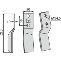 Dent rotative 201x50mm, gauche - Maschio - 24100415