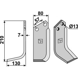 Couteau 210x80mm, gauche - Howard - 9948(9930)