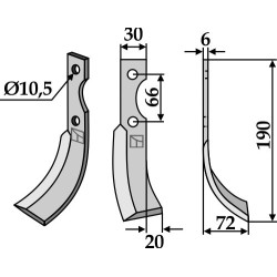 Couteau 190x30mm, droit - Ferrari - 63200