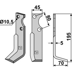 Couteau 195x45mm, droit - Goldoni - 8834