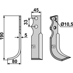 Couteau 190x45mm, gauche - Goldoni - 9402
