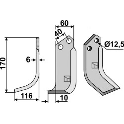 Couteau 170x60mm, gauche - Maschio - 40000405
