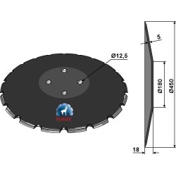 Disque bombé Ø450x5 - crénelé - Vogel u. Noot - 9031.13.29/2