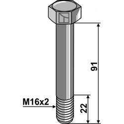 Boulon à tête hexagonale M16x2x91 sans écrou - Nobili - J1891003