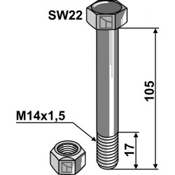 Boulon avec écrou M14x1,5 - 10.9 - Muthing - MU00980509
