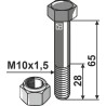 Boulon à tête hexagonale M10x1,5x65 avec écrou à freinage interne - Fischer - 69.32.042