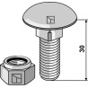 Boulon à tête bombée M12x1,75x30 avec écrou à freinage interne - Brix - 021230