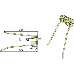 Dent de fenaison Ø9 - gauche - POttinger - 436002