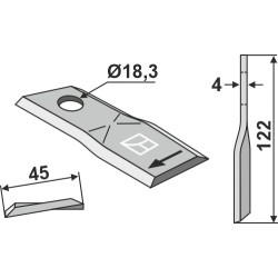 Couteau rotatif 122x45mm - Claas - 00 0104 555 0