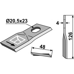 Couteau rotatif 126x48mm - Kverneland - KT 56 110 400 01