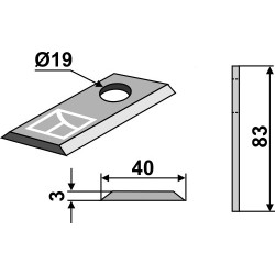 Couteau rotatif 83x40mm - Deutz-Fahr - 1.1019.010.282