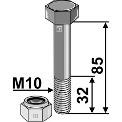 Boulon à tête hexagonale M10x1,5x85 avec écrou à freinage interne - Marsk-Stig - 90060058