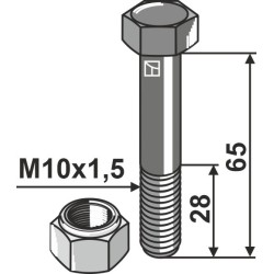 Boulon à tête hexagonale M10x1,5x65 avec écrou à freinage interne - Marsk-Stig - 90060023