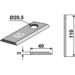 Couteau rotatif 110x40mm - Taarup - KT 58 372 000