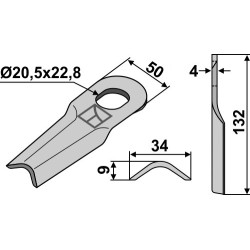 Couteau rotatif 132x34mm - Freudendahl (J.F.) - 1380-0013 / 1122330