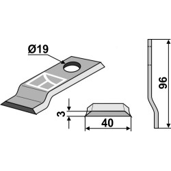 Couteau rotatif 96x40mm - IHC - 1133938R1
