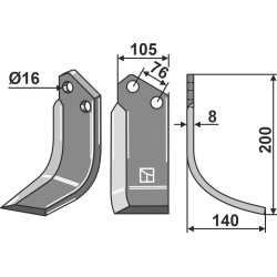Couteau 200x105mm, droit - Kongskilde - 73000109344V