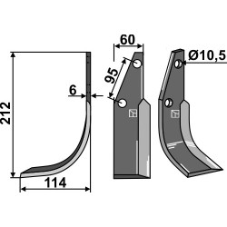 Couteau 212x60mm, gauche - Kuhn - 73000106138V