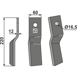 Dent rotative 220x60mm, droit - Howard - 73000186316V