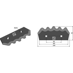Couteau pour mélangeurs de fourrage - revêtement carbure - Marmix - 208.128/2